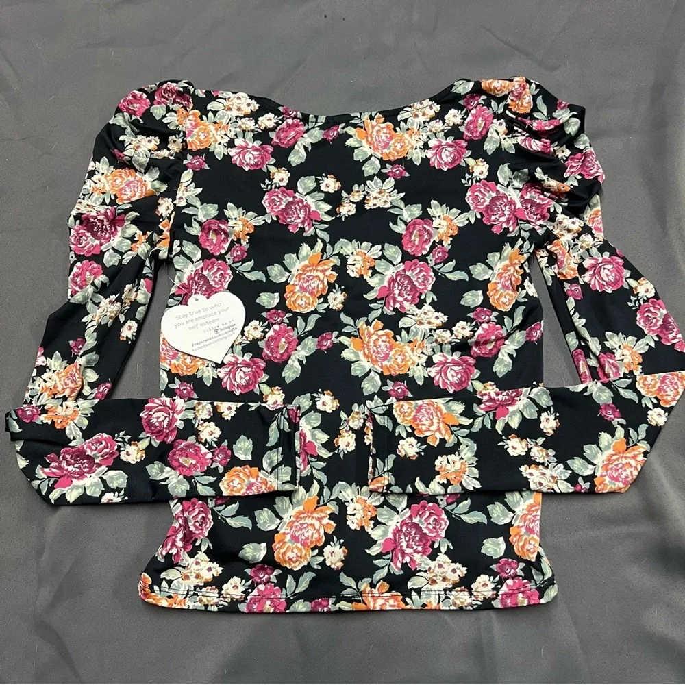 🌴Women’s Self Esteem V Neck Cinch Front Puffed Shoulder Long Sleeve Shirt - Picture 10 of 11